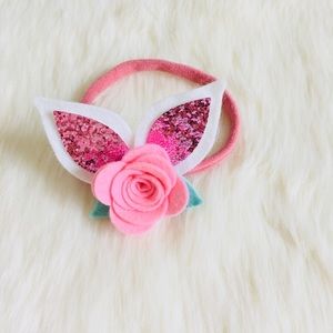 Pink glittered floral headband
